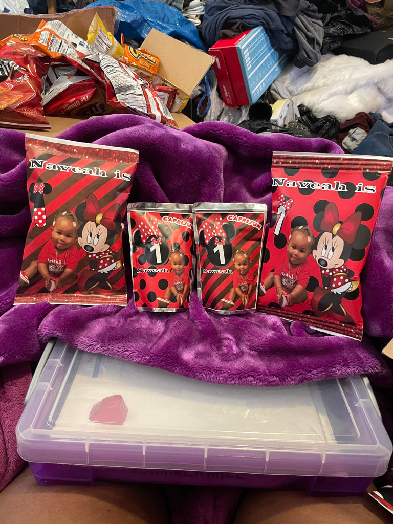 Custom Chip Bags and Juice Pouches (1 Dozen Each)