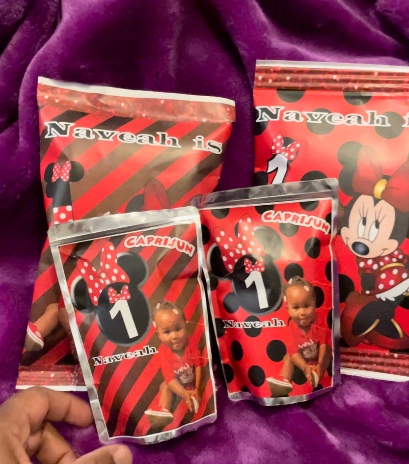 Custom Chip Bags and Juice Pouches (1 Dozen Each)