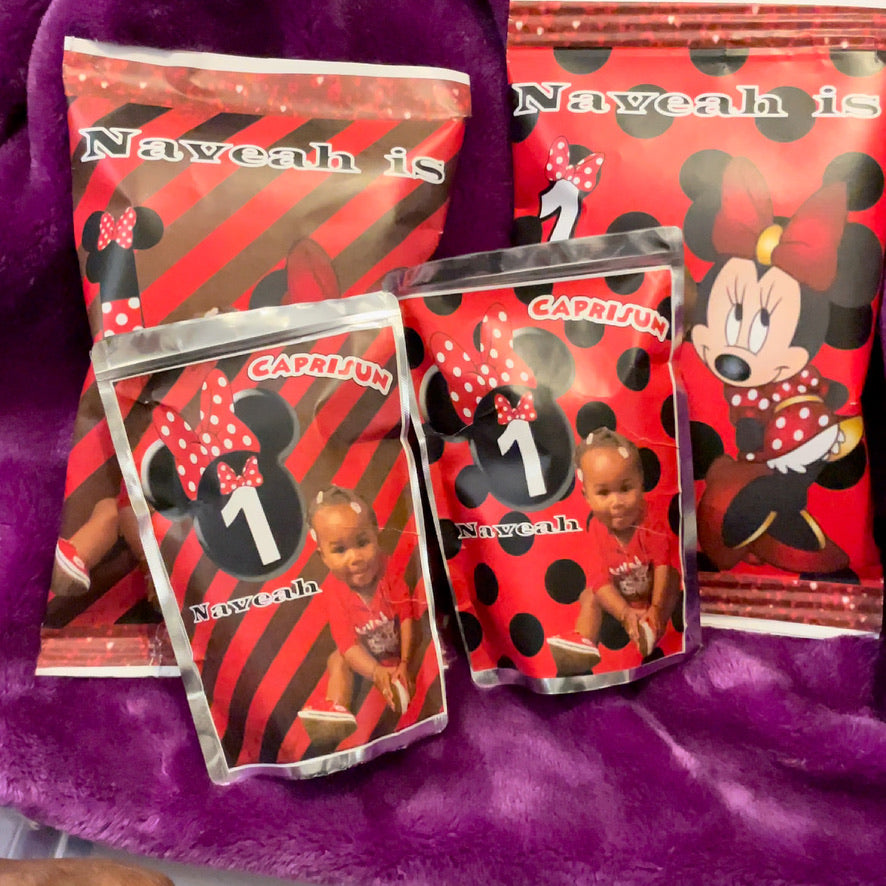 Custom Chip Bags and Juice Pouches (1 Dozen Each)