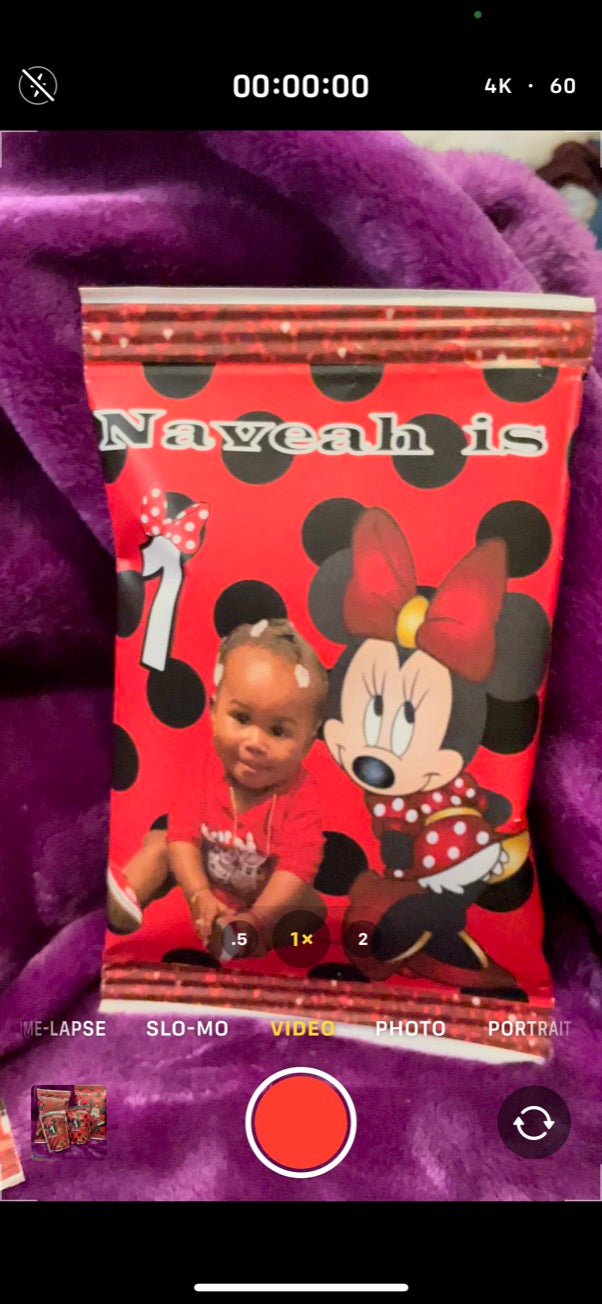 Custom Chip Bags and Juice Pouches (1 Dozen Each)