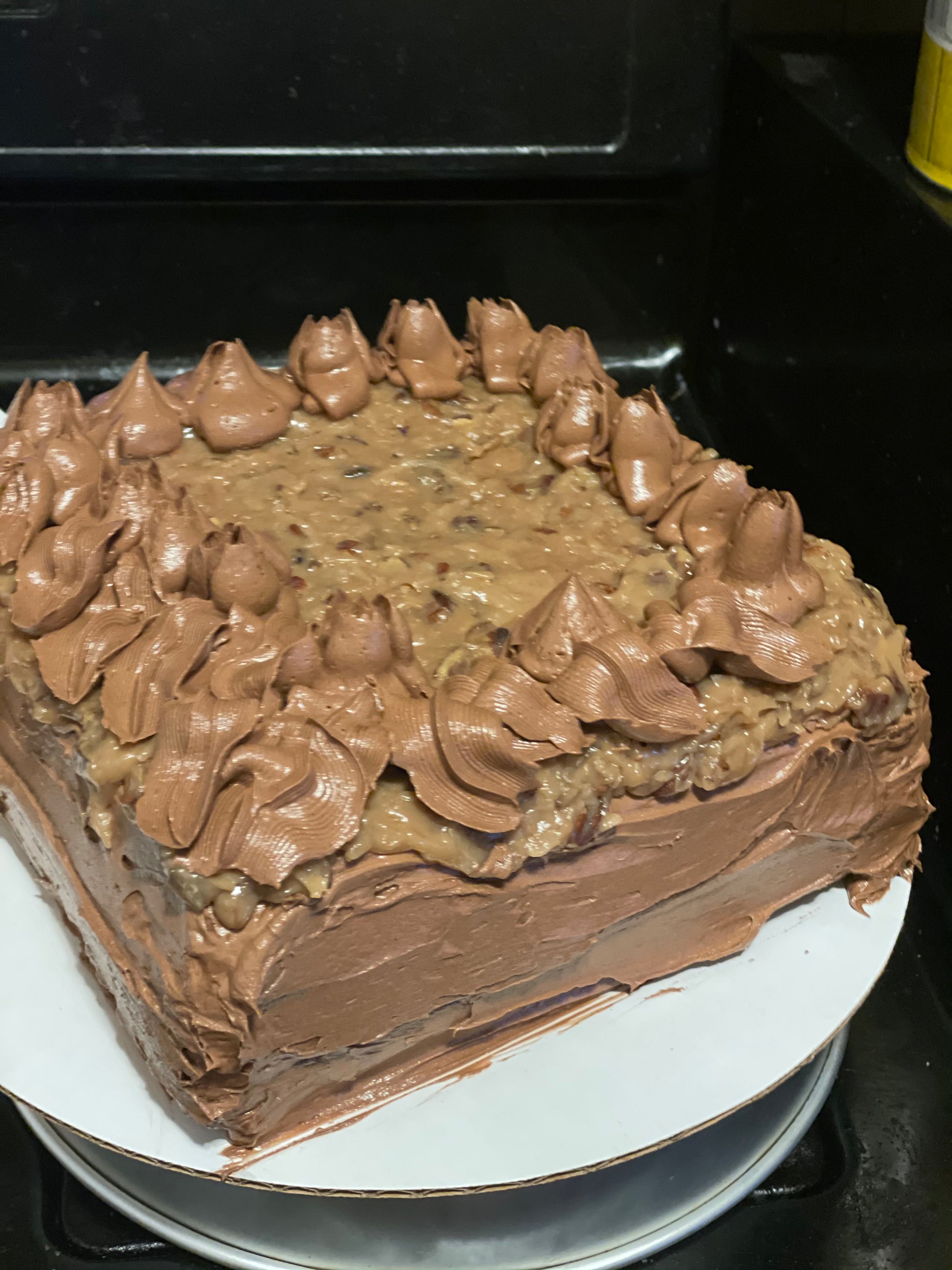 German Chocolate cake  with loads of German Cholocate frosting